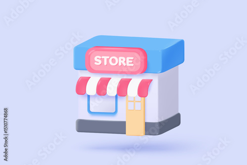 3d store icon signs for online shopping and digital marketing concepts. merchandise product with coupon promotion for offer customer, discount shopping. 3d selling visual vector icon illustration