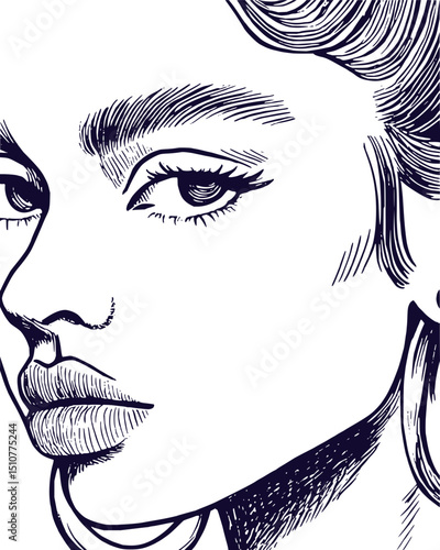 Flat Vector Lady girl Drawing with Nautical Theme