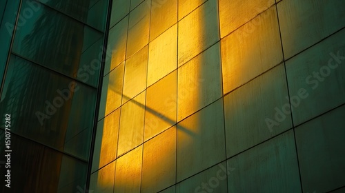 Wallpaper Mural Golden sunlight casts a shadow on a modern building facade. Torontodigital.ca