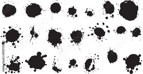 Set of vector brushes. Mega pack set of different brush strokes: black ink splatter, blots, round freehand drawings, grungy drawn lines, waves, circles, triangles, art design elements - Vector illustr