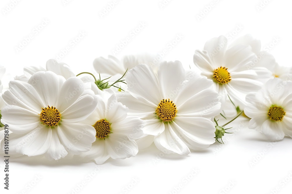 Obraz premium Closeup of delicate white cosmos flowers