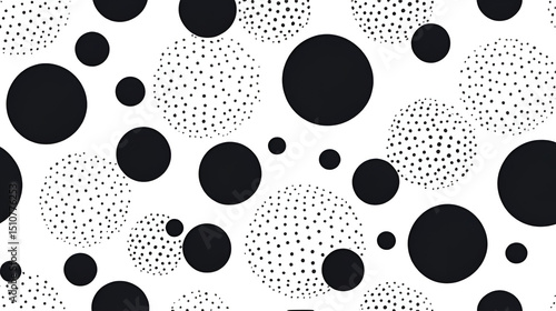 Black metaball shapes pattern - abstract organic blobs, flowing curved forms on white background. Minimalist retro style geometric molecular decorative vector illustration. Connected dot symbols.