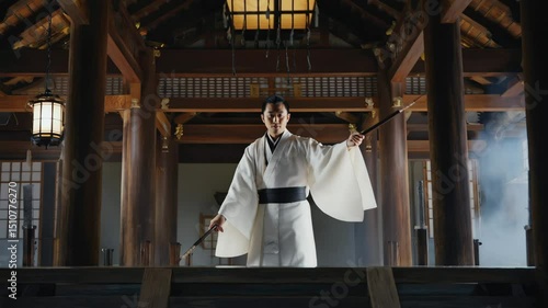 Shinto Priest Performing Purification