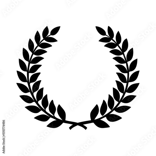Victory, achievement Vector pictograms of trophy, first place medal, celebration, laurel wreath, crown, and winner podium silhouette  illustration.