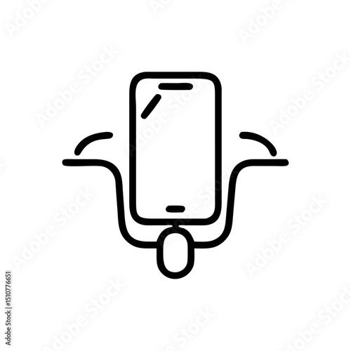 Smartphone mounted on bicycle handlebars for navigation purposes  