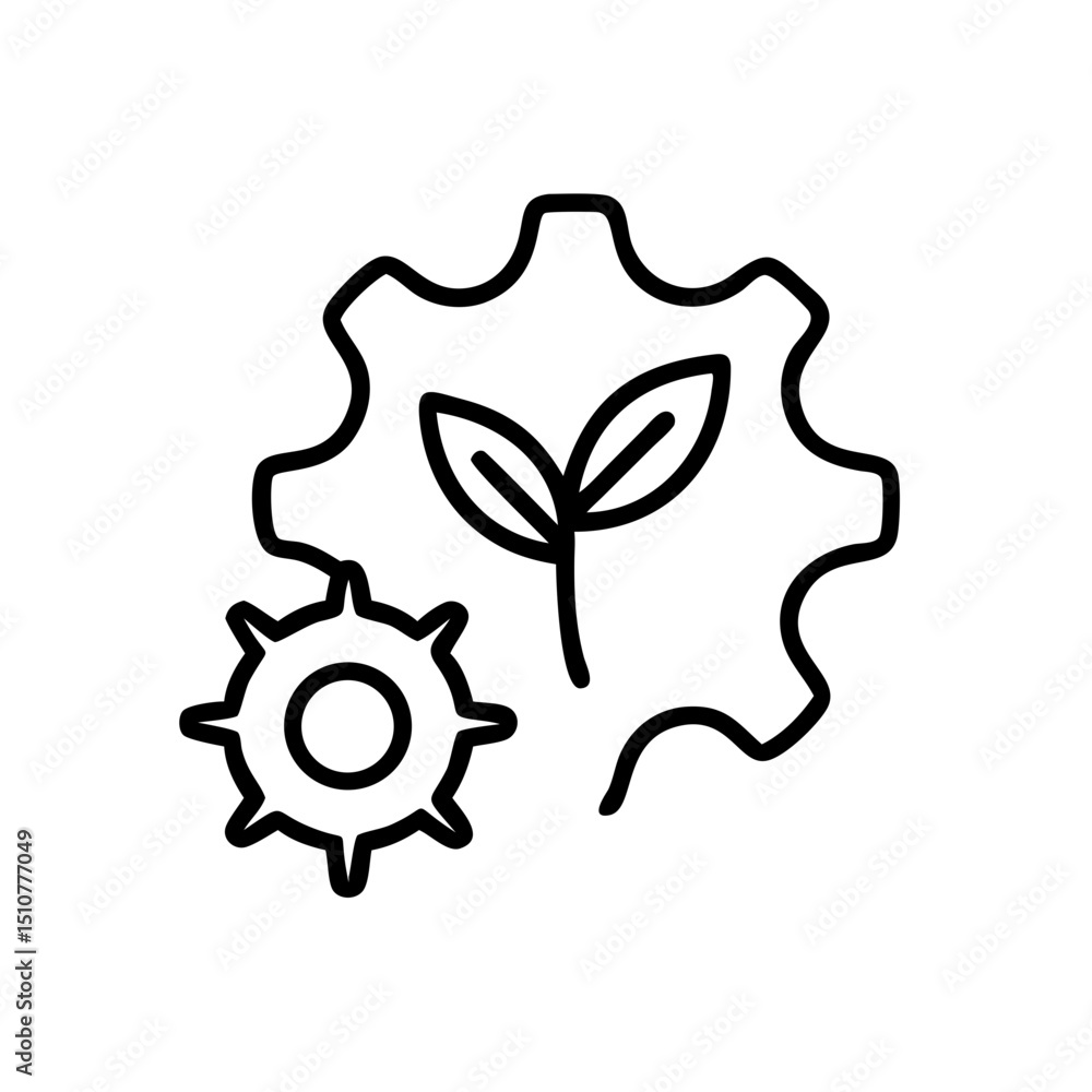 Fototapeta premium Seed cultivation concept with leaf and gear icon in minimal style 