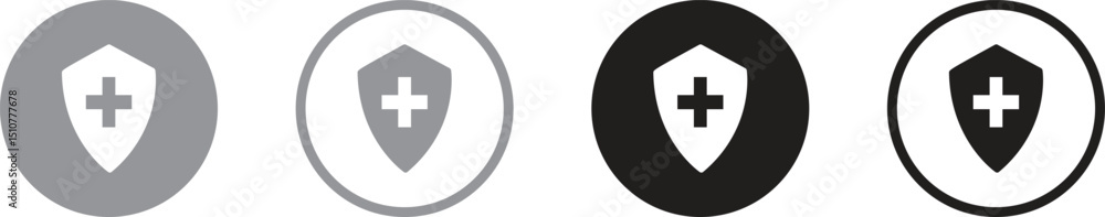 Fototapeta premium Health protection shield. Icon with reflection on white background