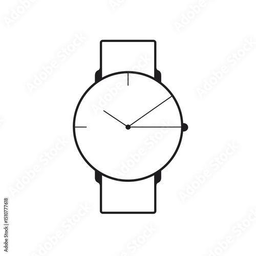 Analog watch displays time in simple isolated monochrome format