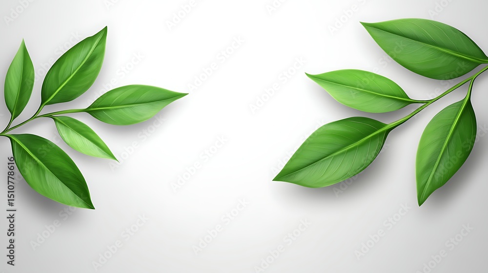 Fresh green leaves on a white background Fresh green leaves on a white background