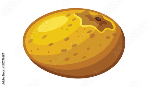 Single rotten yellow fruit illustration