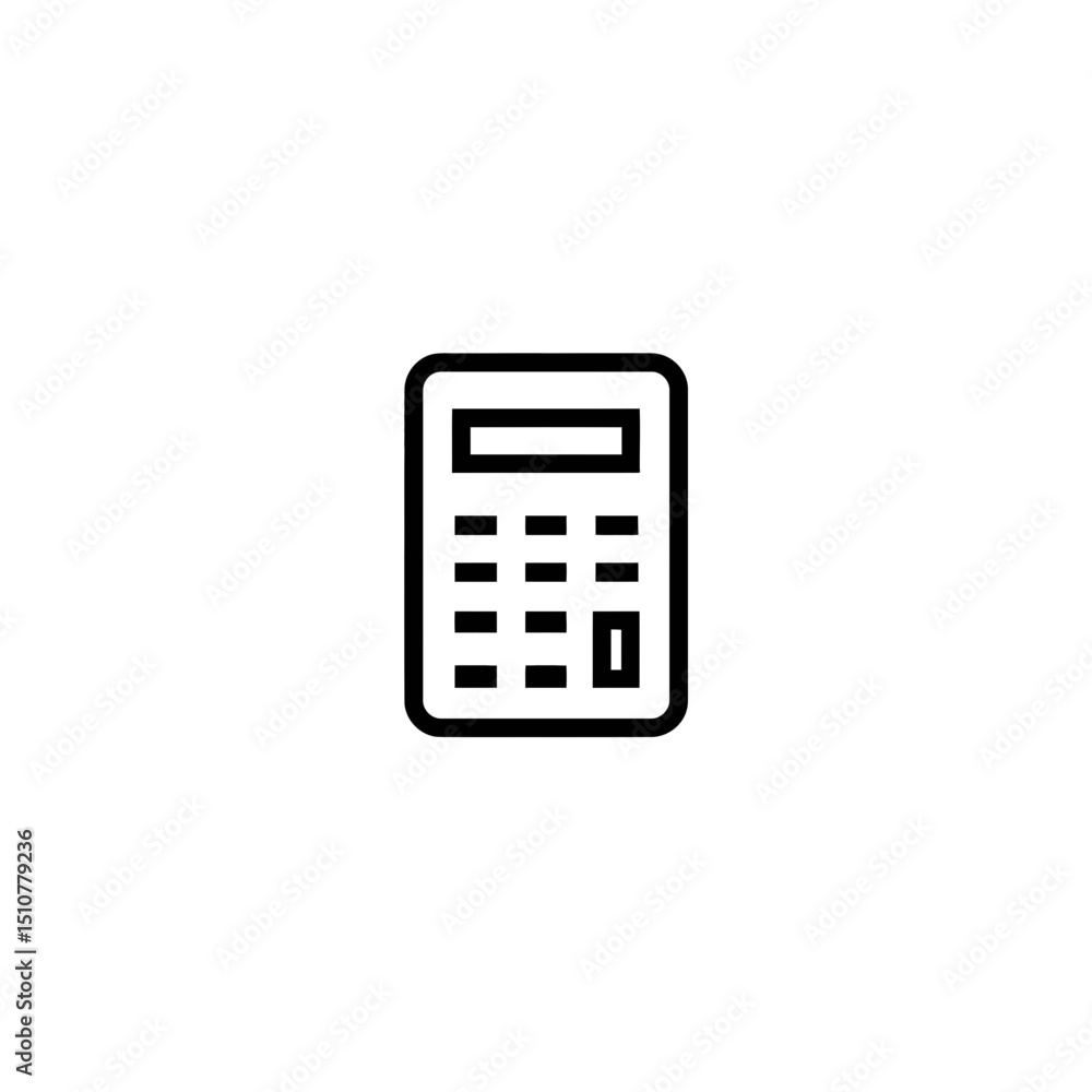 Black calculator calculates sums on clean white backdrop plain simple Black calculator calculates sums on clean white backdrop plain simple