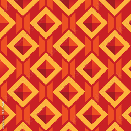 Seamless geometric vector pattern with retro shapes for fabric or wallpaper design
