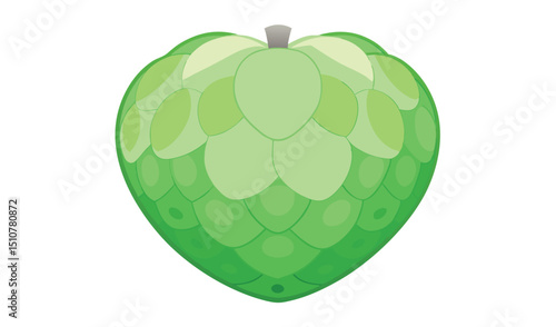 Heart shaped green annona fruit illustration