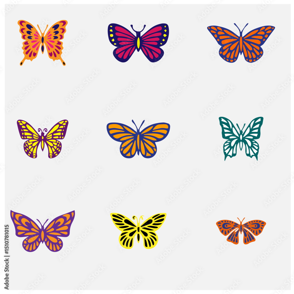 Fototapeta premium Colorful Butturfly vector set