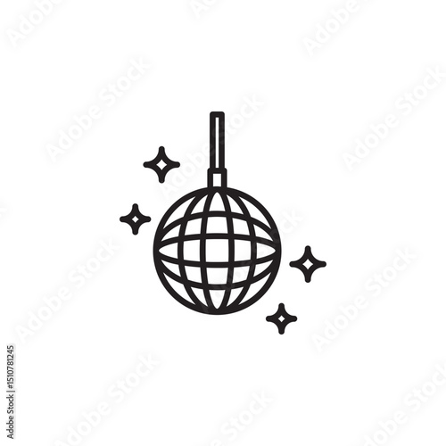 Disco ball icon. Disco, dance, nightlife club. Party celebration birthday holidays event carnival festive.  Vector illustration on white background.
