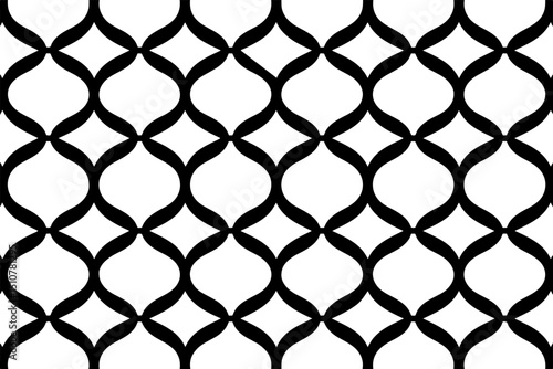 Black and White Geometric Trellis Pattern

