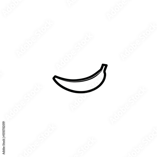 Ripe banana curves centrally with outline on plain background dietary art