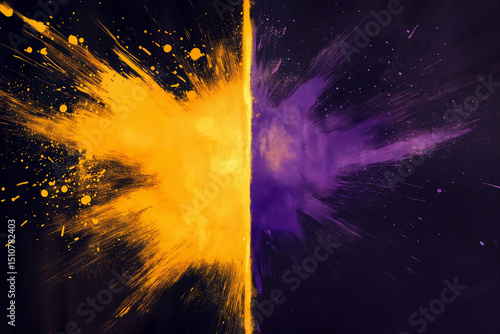 a background with a yellow splash on the left and a purple splash on the right