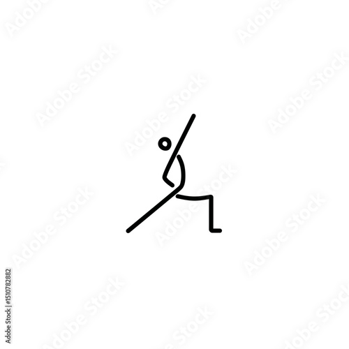 Stick figure defends with pole in sparse white backdrop