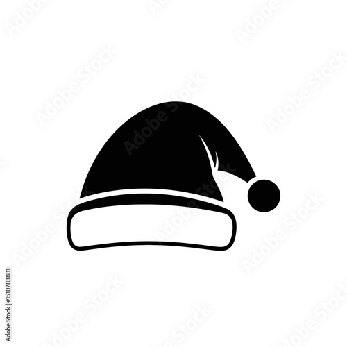 Christmas Santa hat icon in black silhouette style