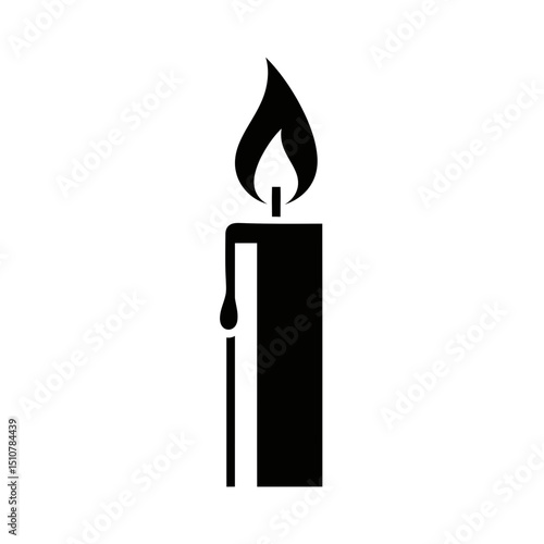 Black candle icon with flame representing warmth and light