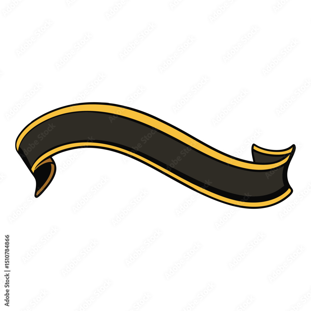 A sleek black and gold curved ribbon gracefully twists, blending elegance and luxury with its smooth, flowing design and shimmering metallic accents.
A sleek black and gold curved ribbon gracefully twists, blending elegance and luxury with its smooth, flowing design and shimmering metallic accents.