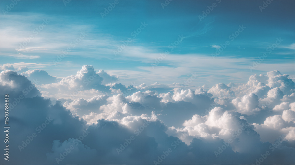 Fototapeta premium Aerial View of Fluffy Clouds in the Blue Sky