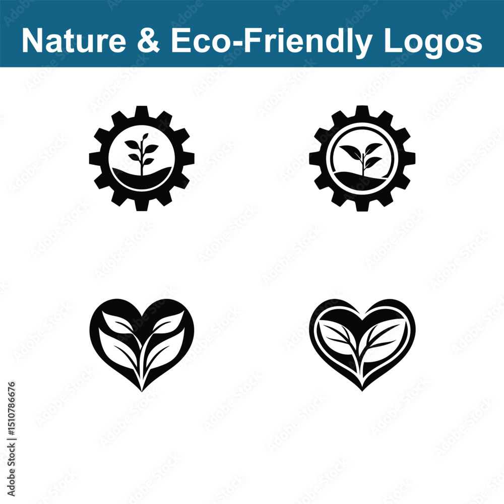 Fototapeta premium nature and eco friendly logo set on white background 
