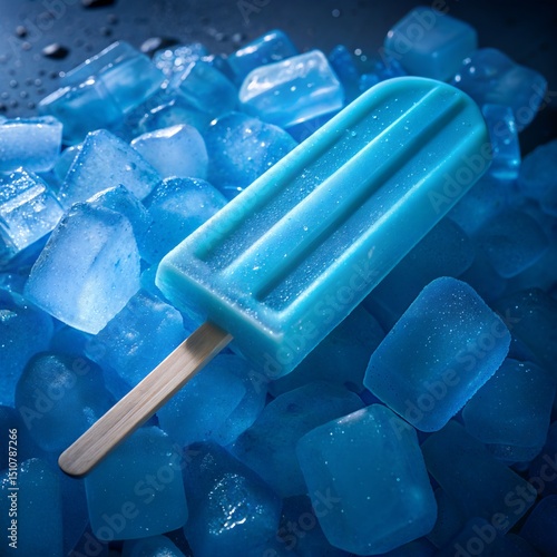 Blue Popsicle Stick Isolated Studio Background
