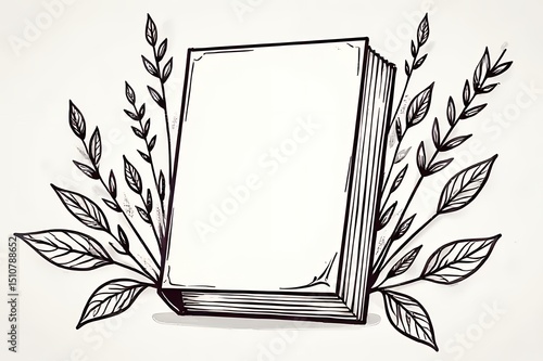 Book-with-floral-design-sketch-illustration