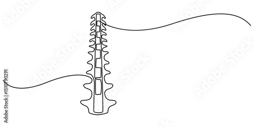 one line spine, Continuous one line drawing bones of human hand.  Wrist bones in single line art vector illustration. Editable stroke, Chiropractor spine. Continuous one line drawing on white back.