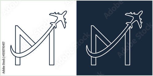 Letter M Travel Line Logo Template Design Vector, Design Concept, Creative Symbol, Icon