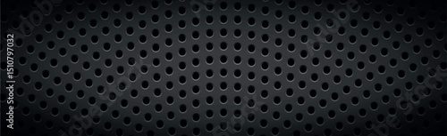Material perforated metal dark background texture - Vector illustration