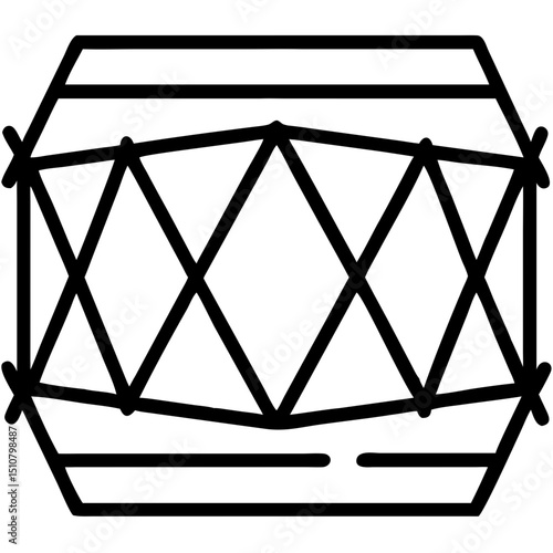 Low polygonal drum icon in simple geometric style  