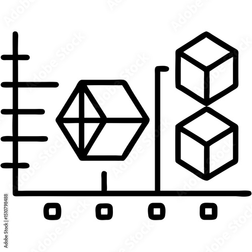 Geometric data visualization with cubes and bar graph elements  
