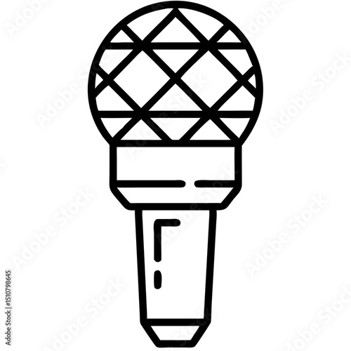 Low polygon microphone icon in minimal line art style  