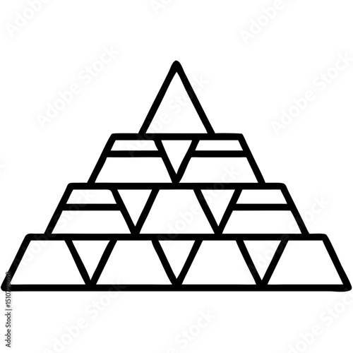 Low polygon geometric pyramid icon in black outline design  