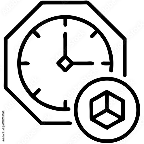 Low polygonal geometric clock icon design with cubical element  