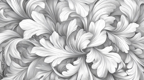 Graceful illustration with elegant, curling lines that twist like wind through leaves. Fine details and high-definition clarity bring an aesthetic of movement, flow, and refinement.