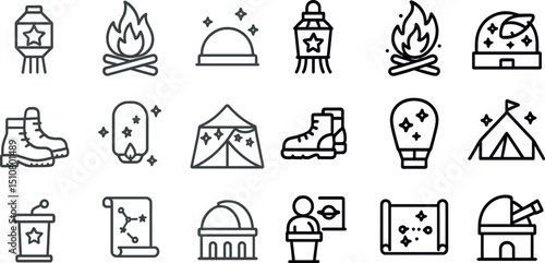 Outdoor camping icons and designs for adventure and exploration themes