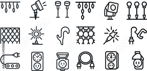 Variety of lighting fixtures and electrical equipment icons