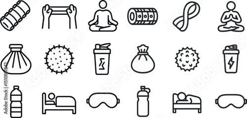 Fitness and relaxation icons for wellness and meditation themes