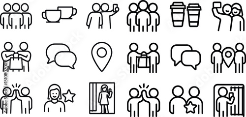 Social interaction icons for community engagement and communication design projects