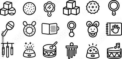 Collection of musical and sensory toys for early childhood development