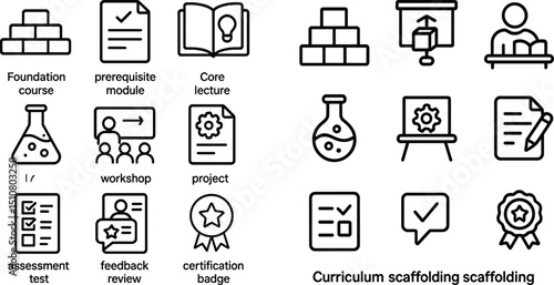 Educational icons set for curriculum design and learning modules