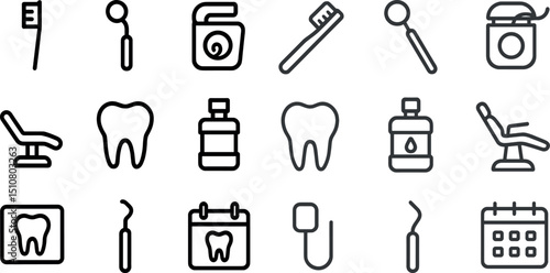 Dental health icons collection for oral hygiene design