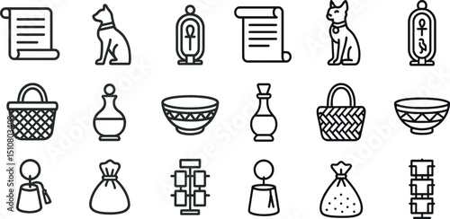 Ancient egyptian icons collection for design and decoration