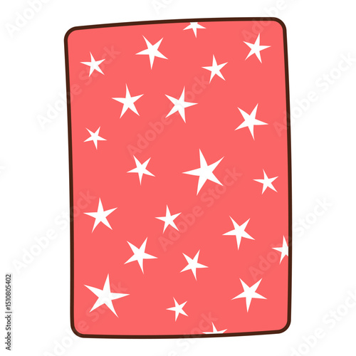 Birthday gift, present in box, wrapping paper with stars pattern hand drawn illustration, isolated vector. Line drawing design. Birthday celebration, festival, carnival, party clip art, element