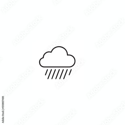 Simple Cloud and Rain Icon – Rainy Day Outline Vector