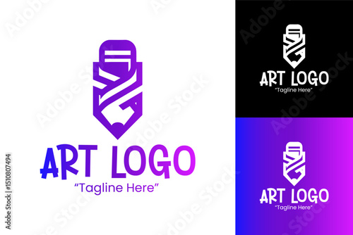 Modern Pencil Art Logo for Innovative Artists and Designers